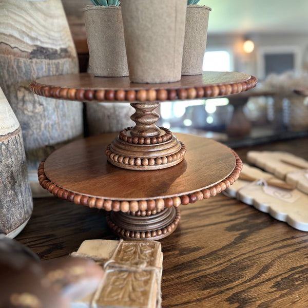 Popular Mudpie wood beaded cake stand