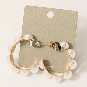 Pearl Studded Hoop Earring