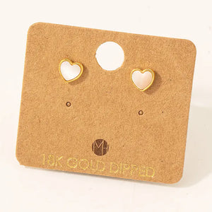 Mini Heart Shell Stud Earrings