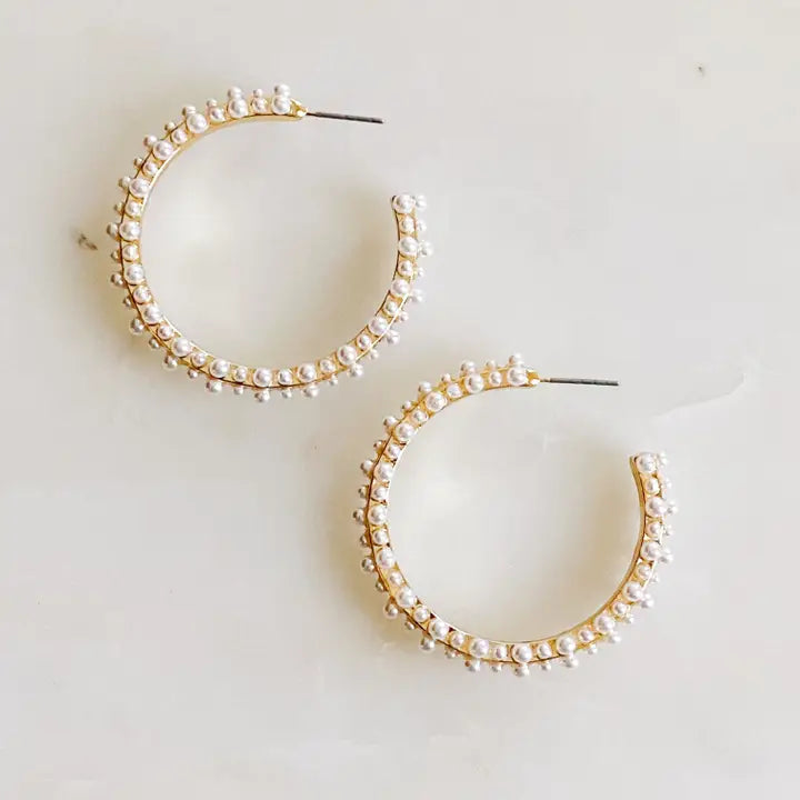 Dainty Pearl Hoop Earrings