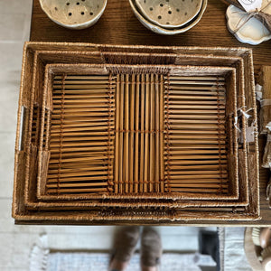 Bamboo & Jute Trays w/ Handle