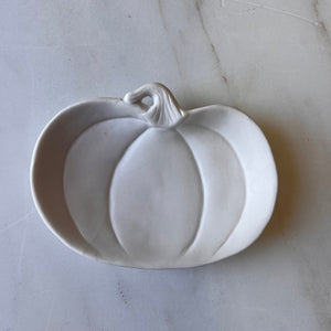 White Stoneware Pumpkin Dish