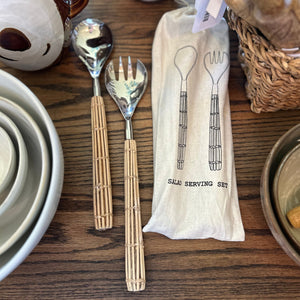 Rattan Salad Servers