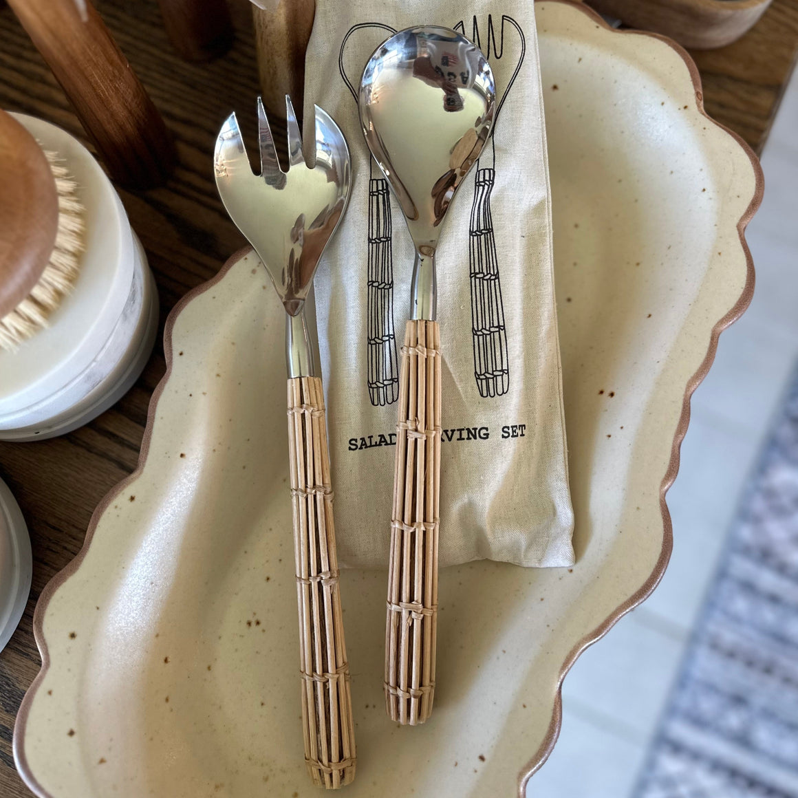 Rattan Salad Servers