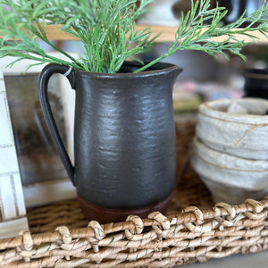 Matte Black Stoneware Pitcher