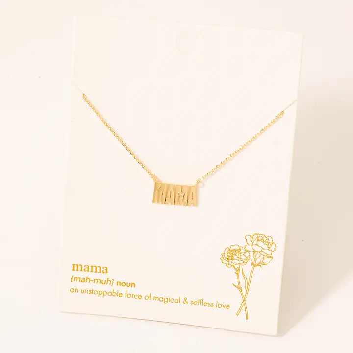 Mama Pendant Chain Necklace - Gold