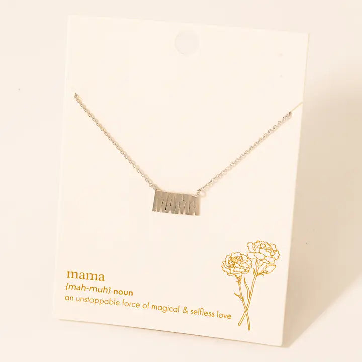 Mama Pendant Chain Necklace - Silver