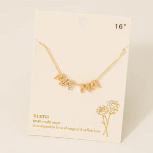 Mama Letter Charms Chain Necklace - Gold