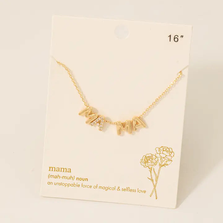 Mama Letter Charms Chain Necklace - Gold