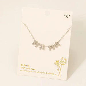 Mama Letter Charms Chain Necklace - Silver