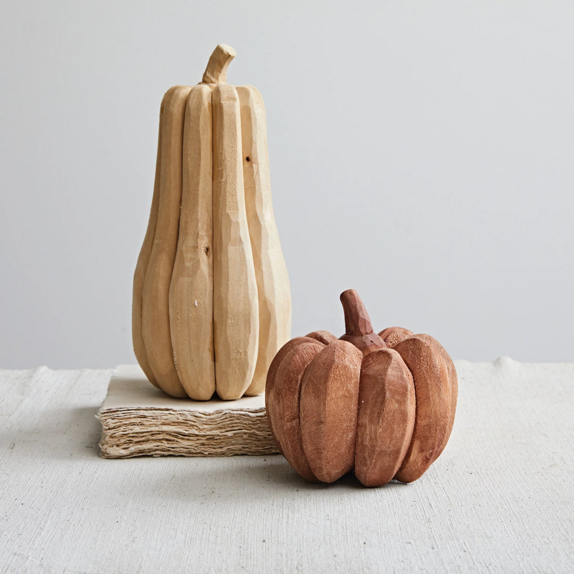 Hand Carved Wood Pumpkin