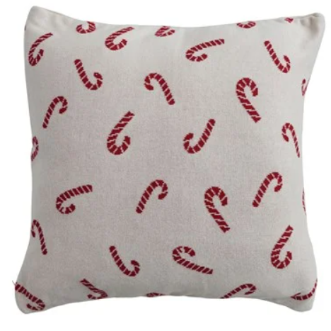 Candy Cane Cotton Knit Pillow