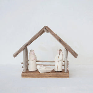 Driftwood Paper Mache Nativity