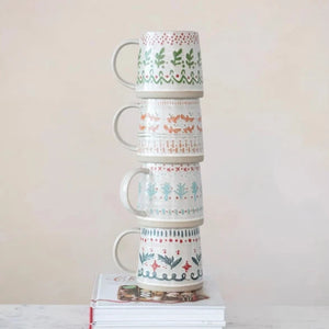 Hand-stamped Stoneware Mug